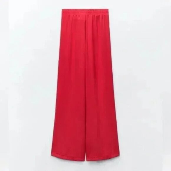 ZARA RED FLUID PAREO PANTS - Picture 6 of 6